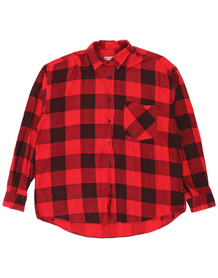 Chemise en flanelle homme vintage XL coton vichy rouge