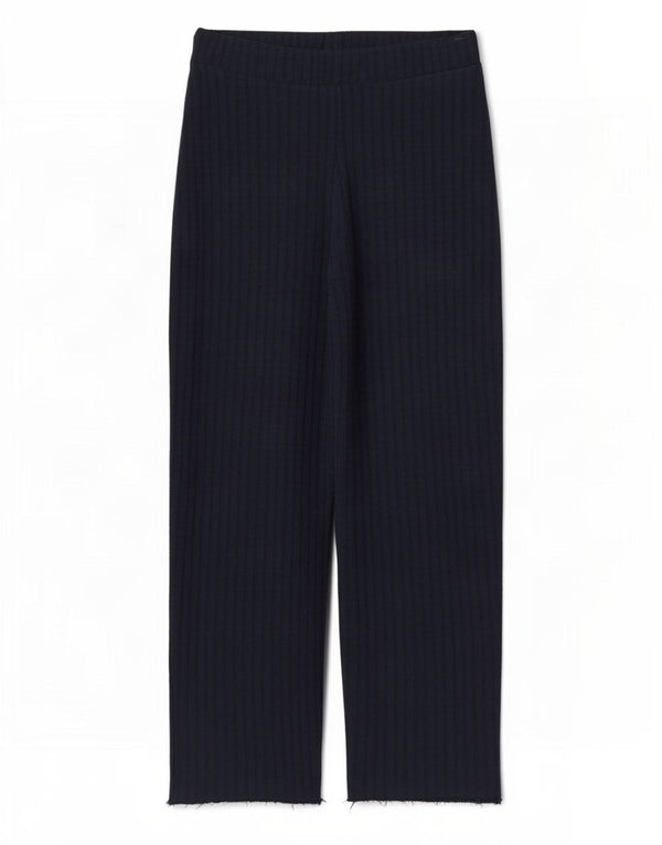 Zara Pantalon décontracté taille haute pour femme Large W30 L29 Bleu marine à fines rayures