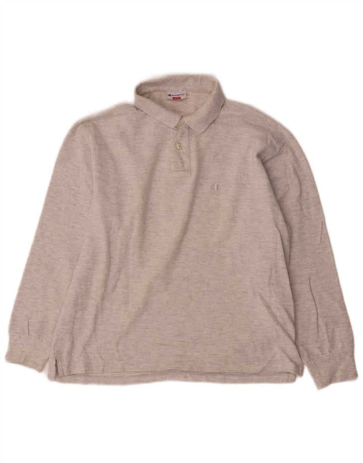 Champion Polo à Manches Longues Homme Gris Moyen Moucheté