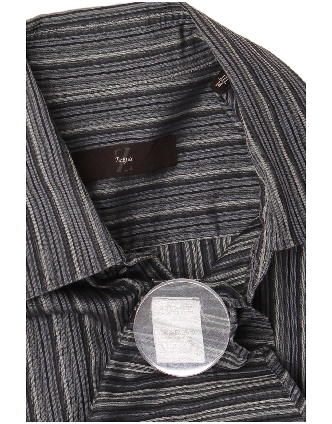 Zegna Chemise Homme Gris Moyen Rayé Coton