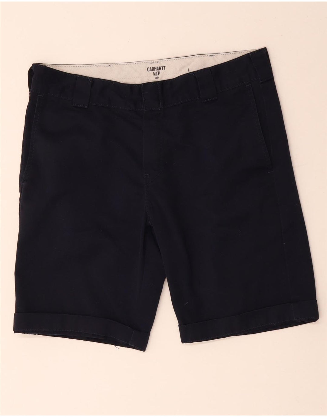 Carhartt Short Chino Wip W30 Homme Bleu Marine Moyen Polyester