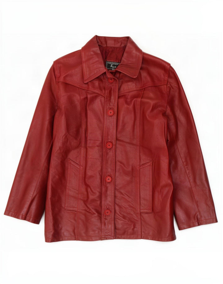 Bayside Veste en cuir pour femme UK 14 Large Bordeaux