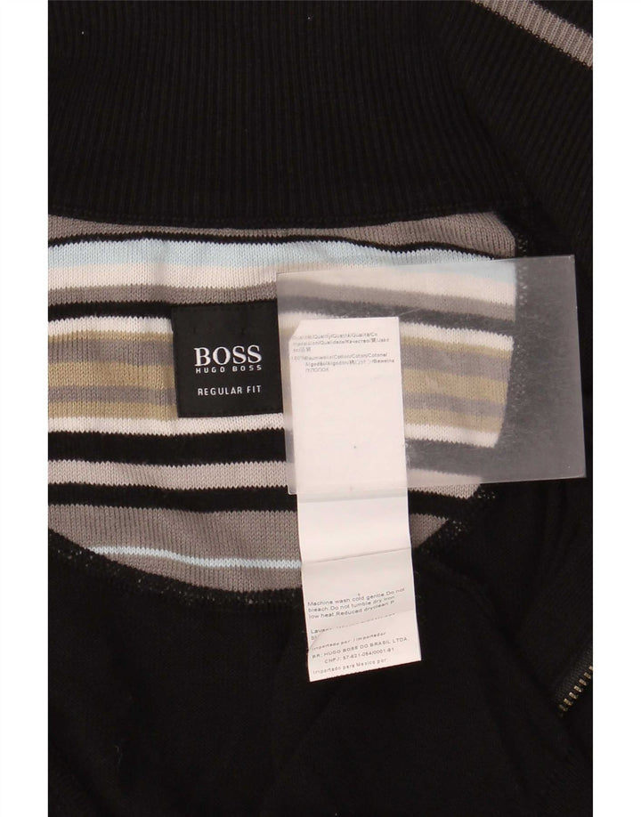 Hugo Boss Hommes Regular Fit Cardigan Pull Grand Noir Coton