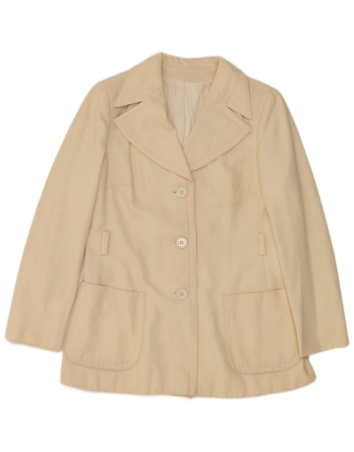 vintage Femme 3 Bouton Blazer Veste IT 46 Grand Blanc Cassé