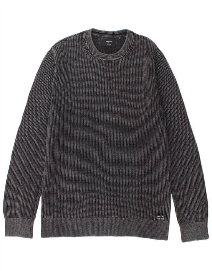 Superdry Pull Ras du Cou Pull Homme Gris Moyen Coton
