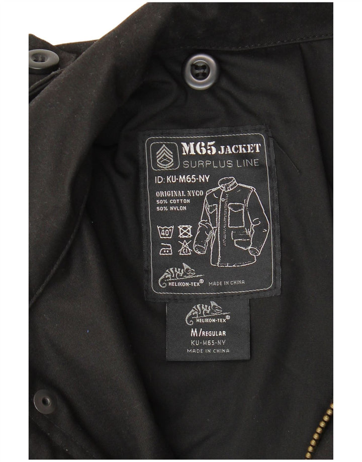vintage Mens Regular Fit Veste Militaire UK 38 Moyen Noir Coton