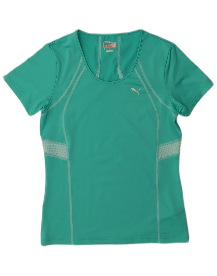 Puma T-Shirt Femme Top UK 12 Polyester Colorblock Vert Moyen