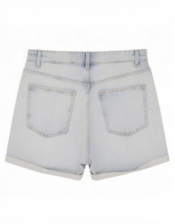 Zara Short en jean taille haute pour femme EU 42 Large W32 Bleu Coton
