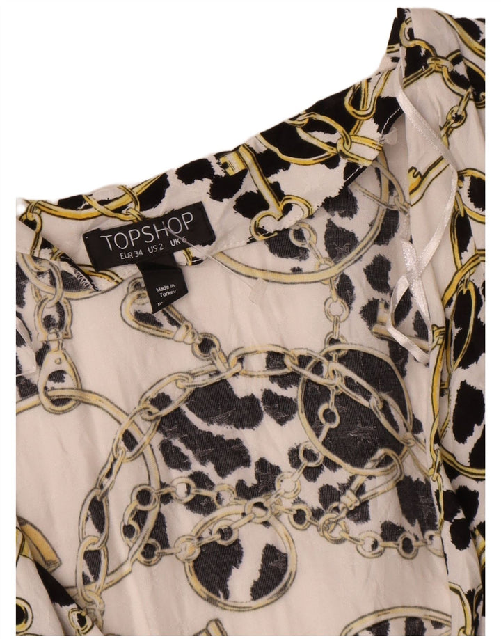 Topshop Cardigan surdimensionné à motif abstrait pour femme UK 6 XS Blanc