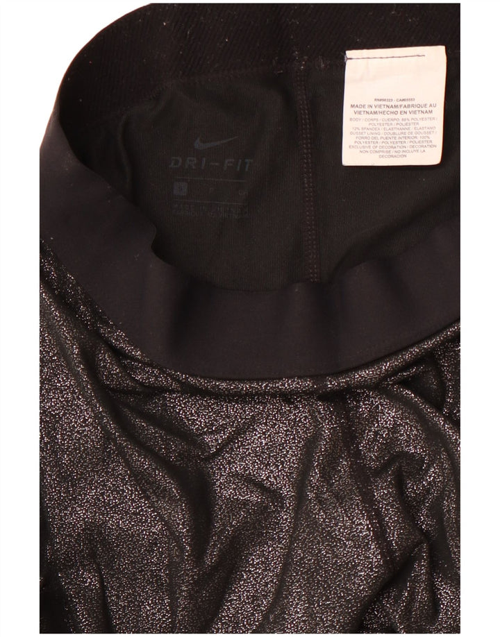 NIKE Legging graphique Dri Fit pour femme UK 8 Small Noir Polyester