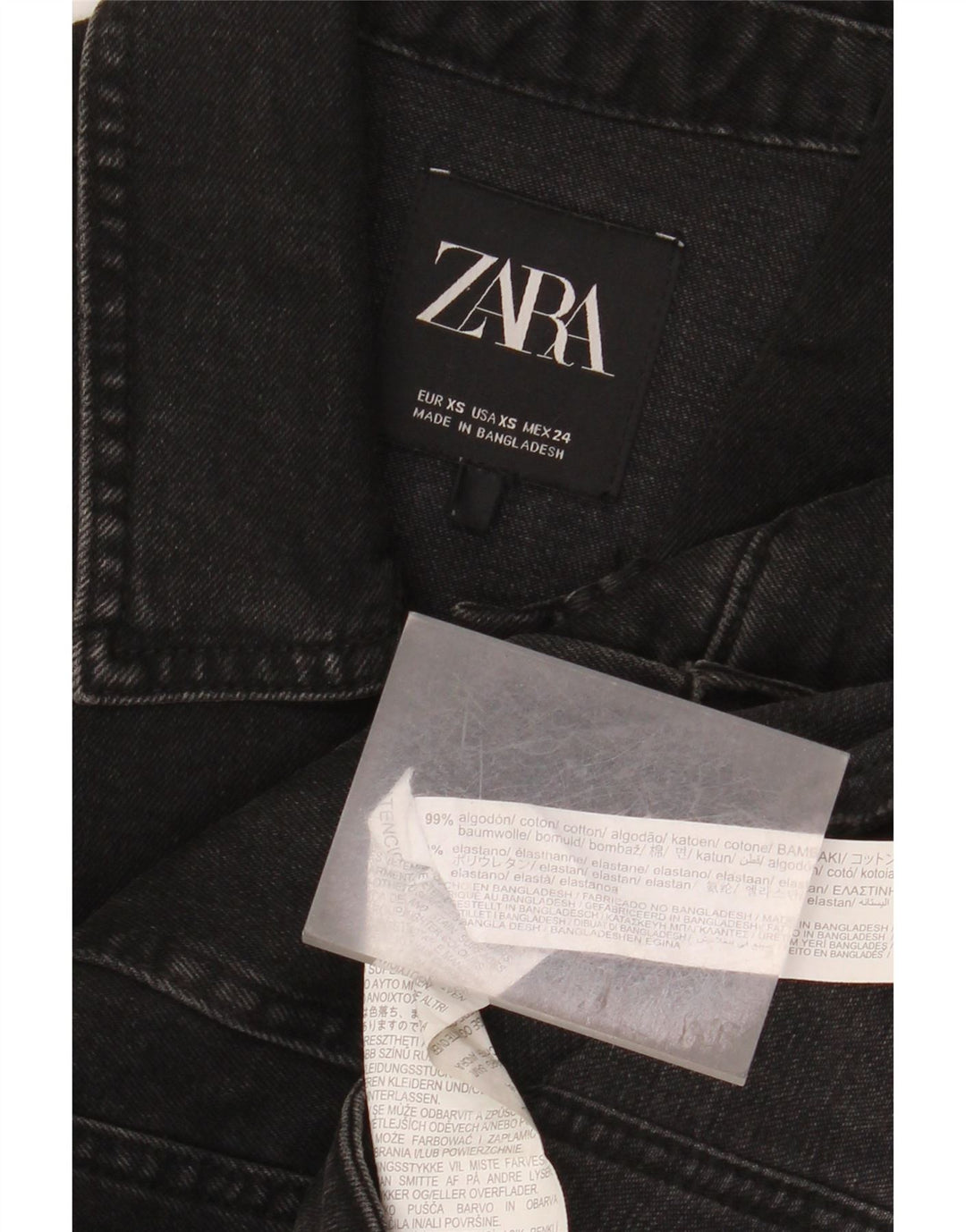 Zara Veste en jean pour femme UK 6 XS Coton noir
