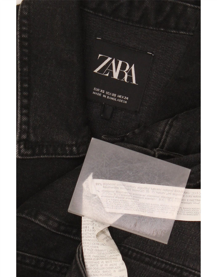 Zara Veste en jean pour femme UK 6 XS Coton noir