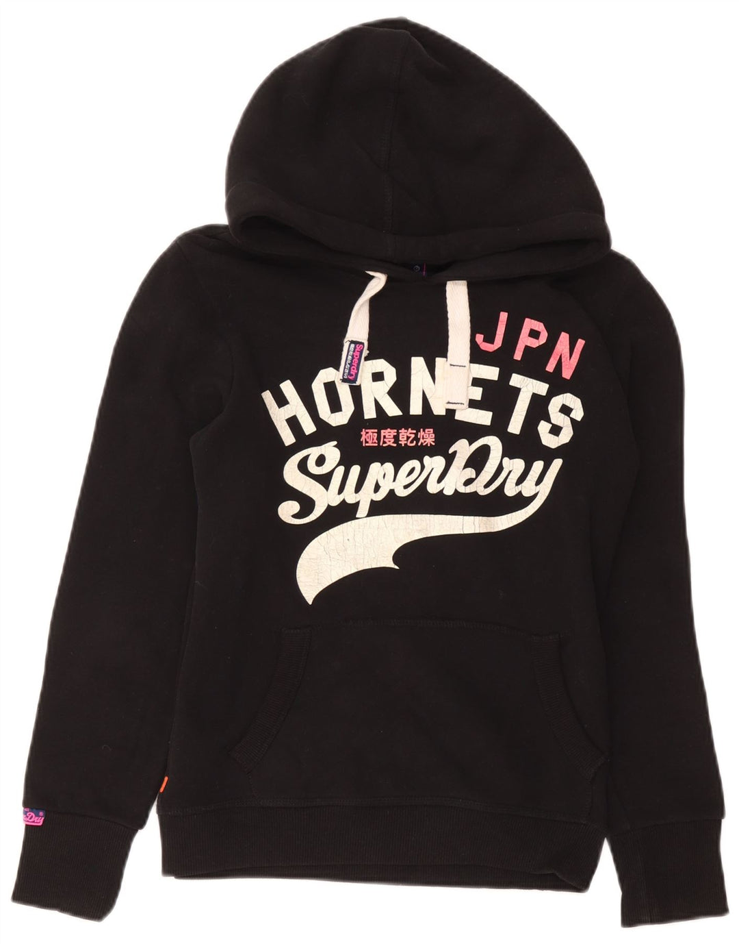 Superdry Pull à capuche graphique Hornets pour hommes UK 10 petit coton noir