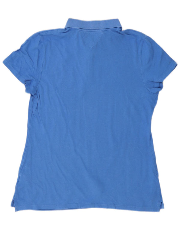 TOMMY HILFIGER Womens Classic Fit Polo Shirt UK 14 Large Blue Cotton