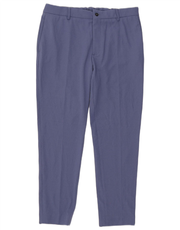 Zara Pantalon Chino Slim Homme EU 44 Large W34 L29 Bleu Polyester