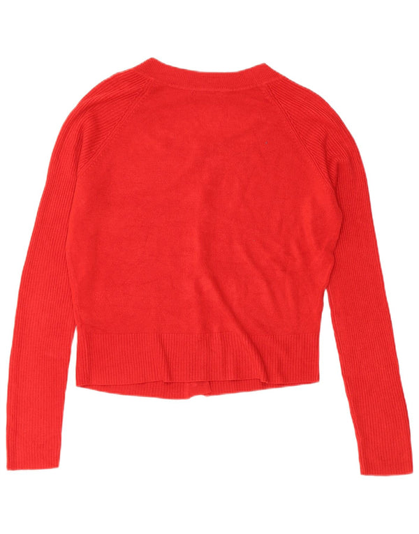 MARKS & SPENCER Pull cardigan court pour femme UK 12 Acrylique rouge moyen