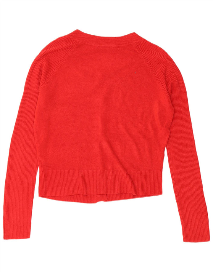 MARKS & SPENCER Pull cardigan court pour femme UK 12 Acrylique rouge moyen