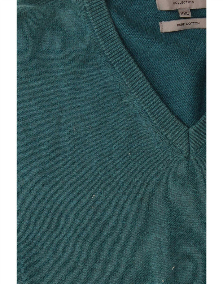 Marks & Spencer Pull col V pour homme en coton bleu 2XL