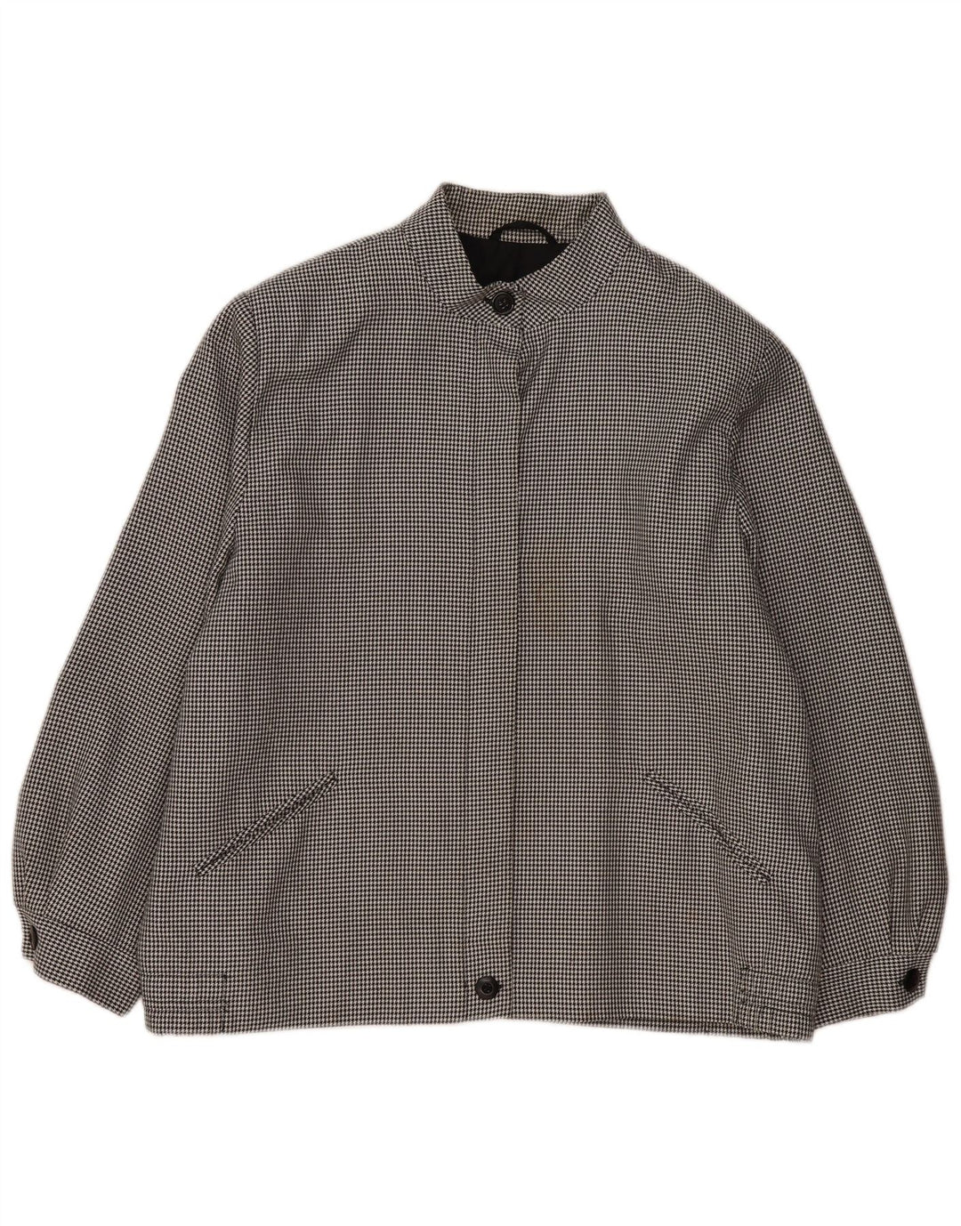vintage Femme Bomber Jacket UK 20 2XL Noir Pied-de-poule Polyester