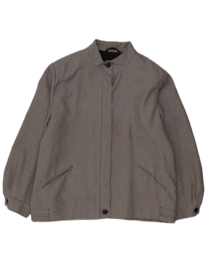 vintage Femme Bomber Jacket UK 20 2XL Noir Pied-de-poule Polyester