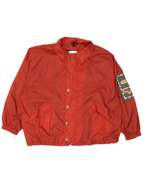 VINTAGE Veste de pluie graphique pour hommes UK 44 2XL Nylon rouge