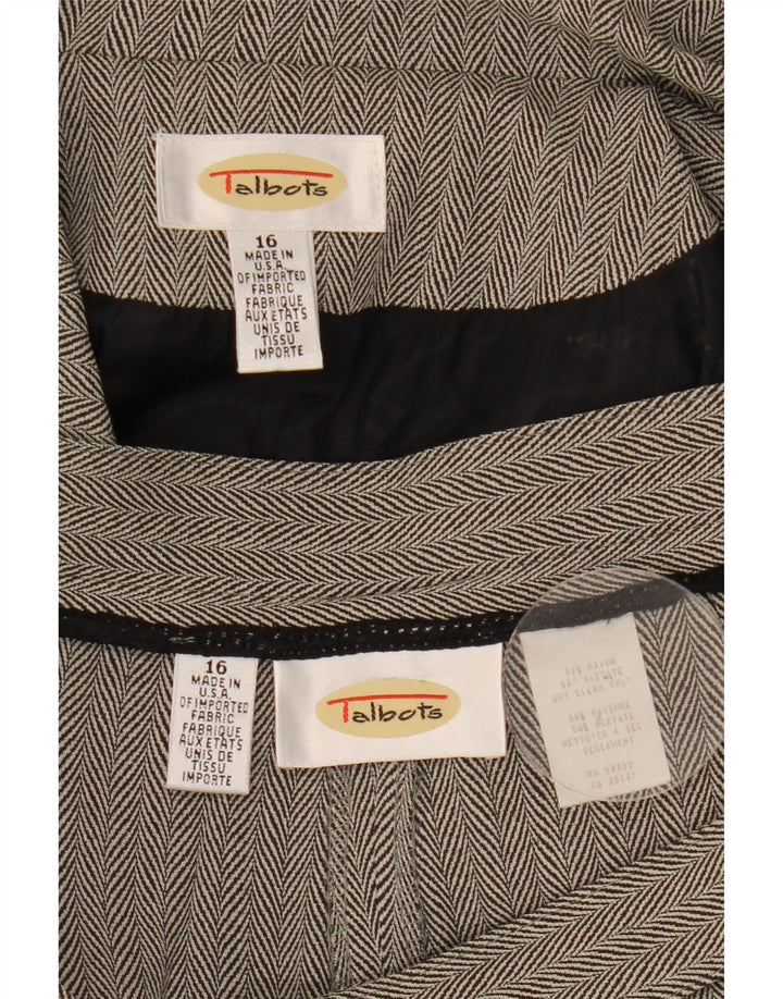 Talbots Ensemble 2 pièces 2 boutons pour femme UK 16 Large W34 L30 Gris à chevrons