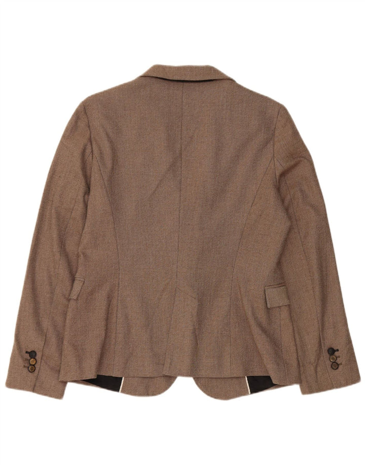 Zara Veste Blazer 1 Bouton Femme UK 14 Large Marron Polyester