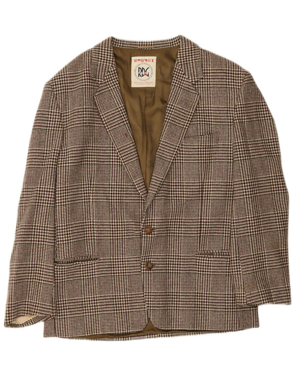 Veste Blazer Homme Vintage IT 52 XL Bourgogne Pied De Poule Laine