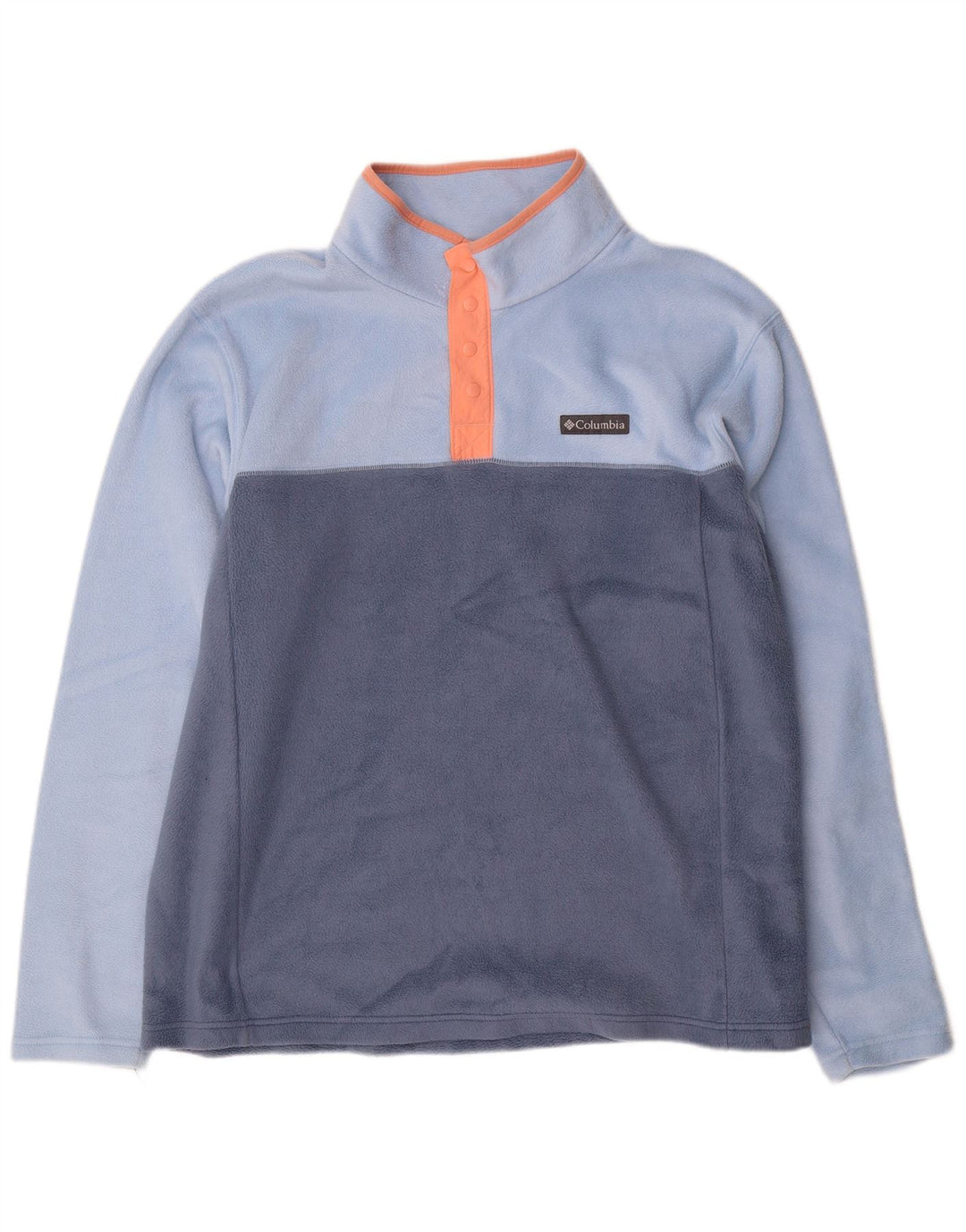 COLUMBIA Pull Polaire Col Boutonné Homme XL Bleu Marine Colorblock
