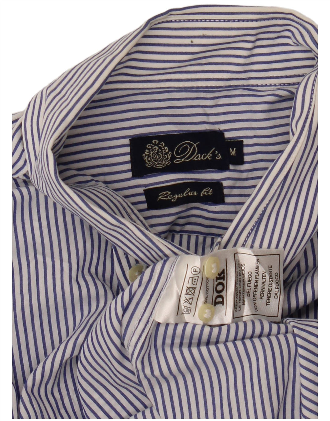 DACK'S Chemise Regular Fit Homme Bleu Moyen en Coton à Fines Rayures