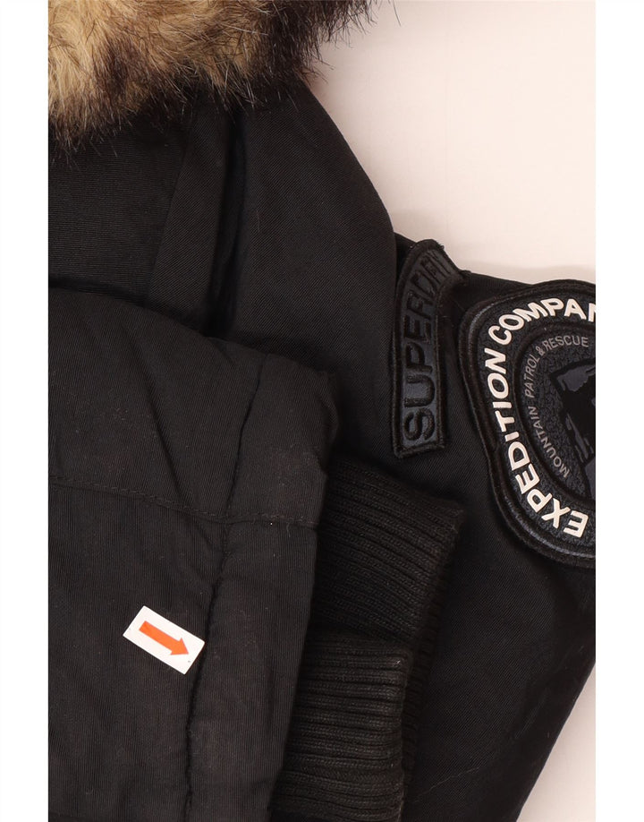 Superdry Parka Femme UK 12 Medium Noir Hiver