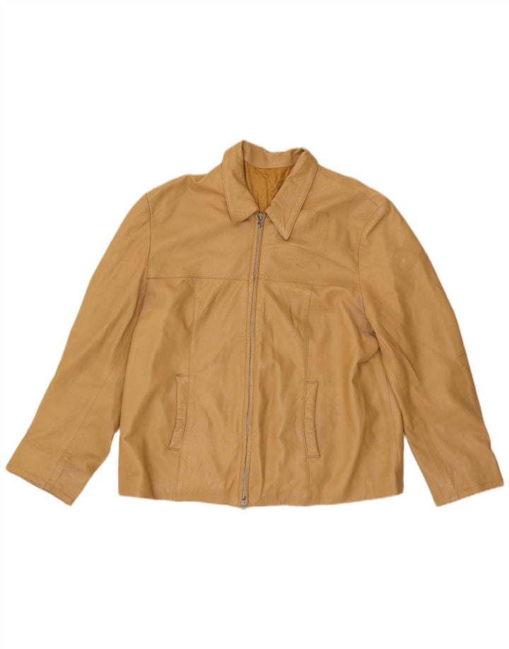 VINTAGE Veste en cuir femme IT 52 2XL Cuir Beige