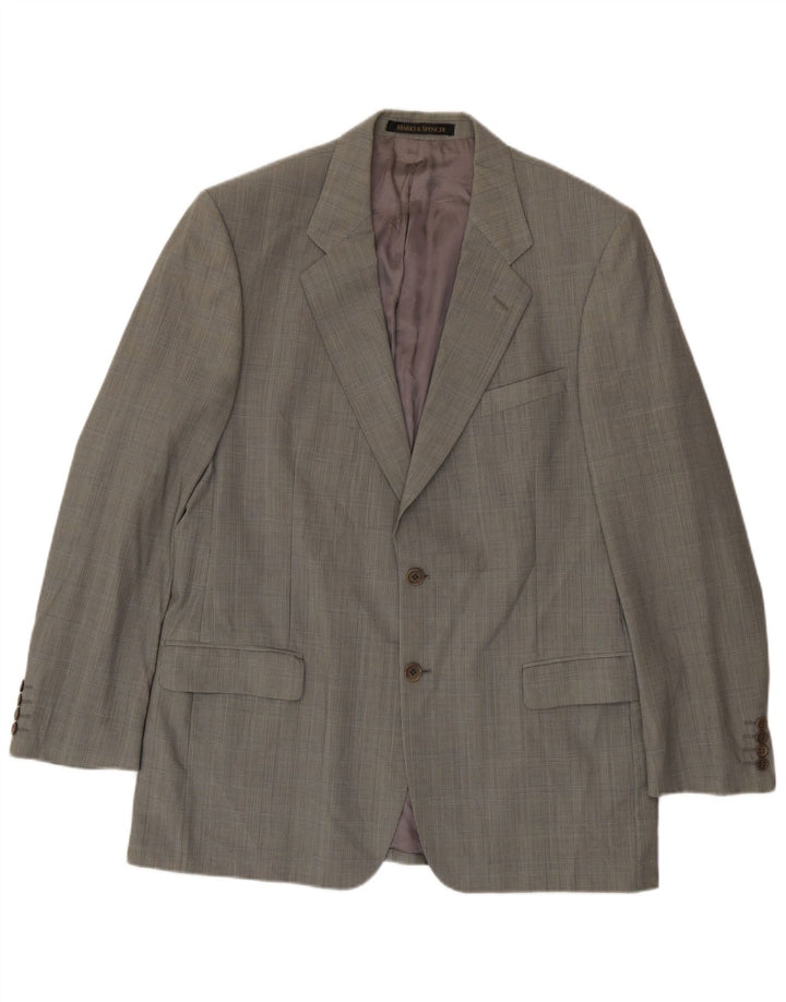 Marks & Spencer Veste blazer à 2 boutons pour homme UK 42 Large pied-de-poule vert