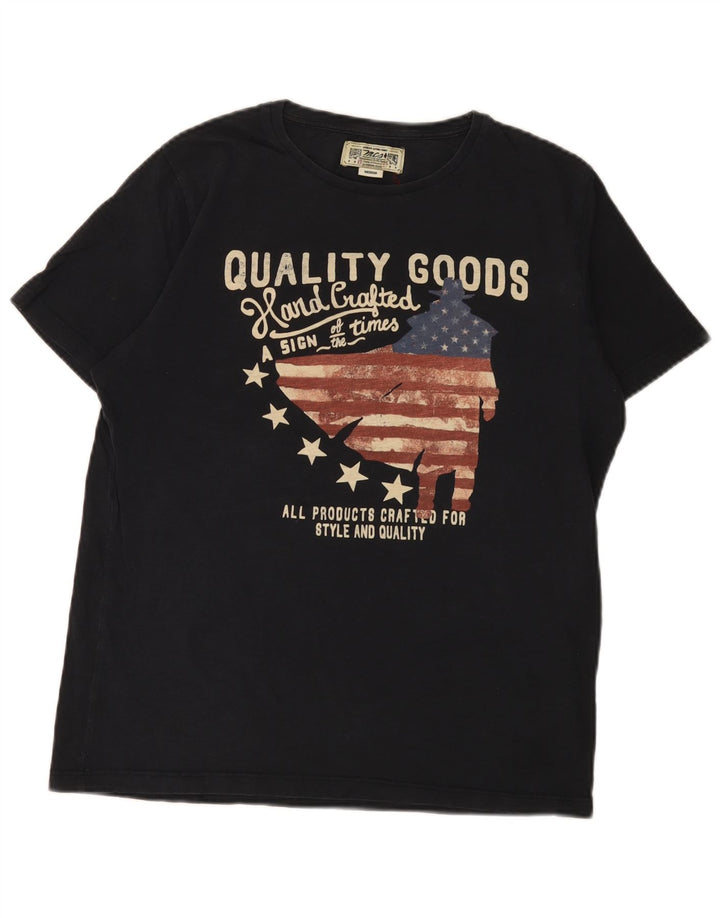 Marlboro Classics T-Shirt Graphique Homme Bleu Marine Moyen Coton
