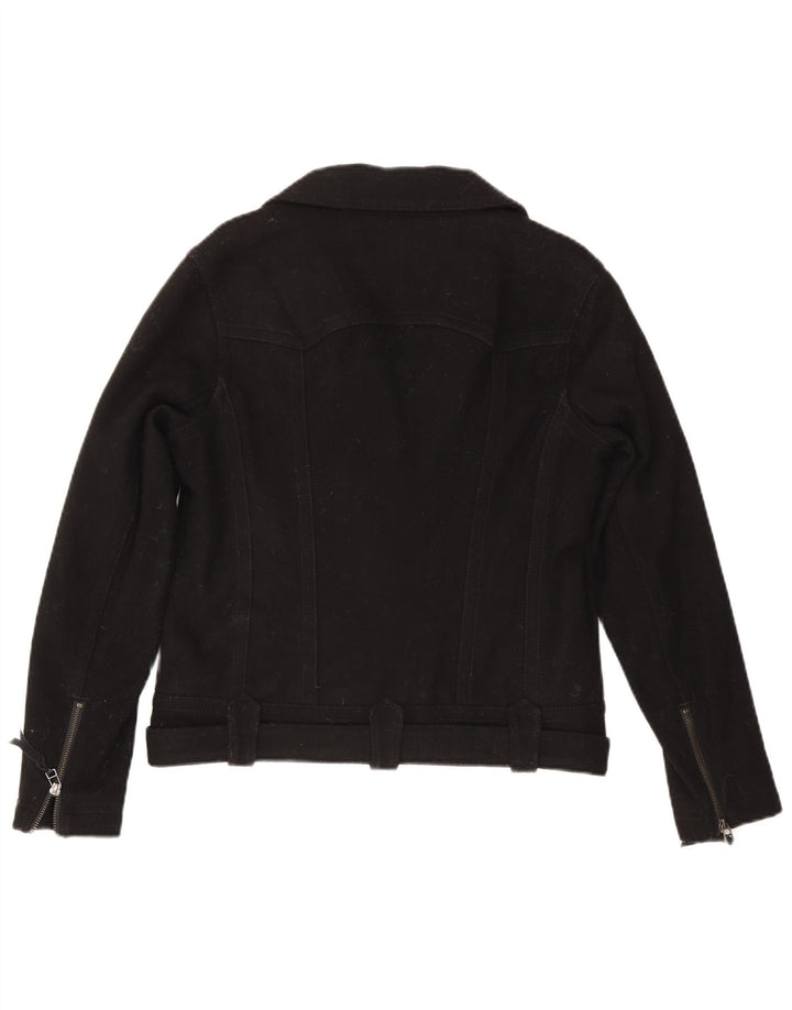 Levi's Veste Biker Femme UK 14 Laine Noir Moyen