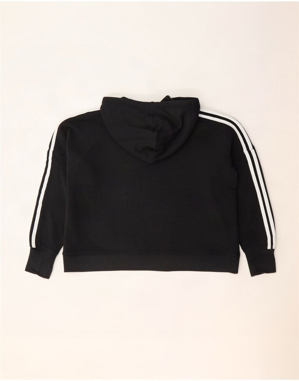 Adidas Sweat à capuche court surdimensionné pour femme UK 12 en coton noir moyen