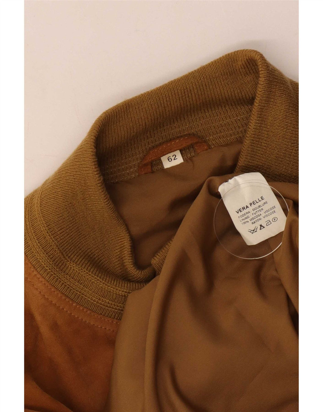 Veste Bomber En Daim Vintage Homme IT 62 6XL Cuir Marron