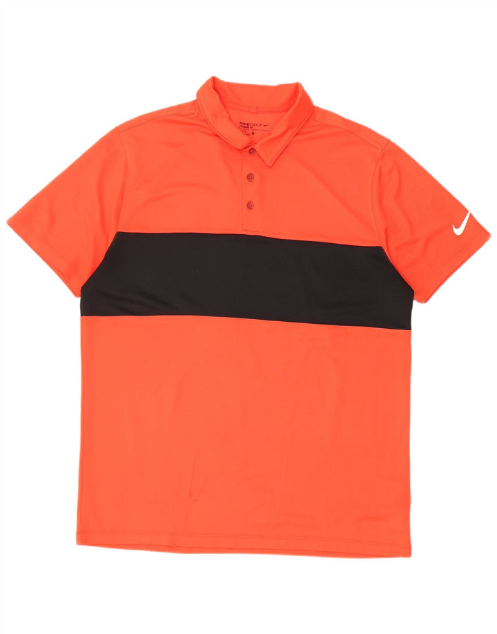 Nike Polo Dri Fit pour homme Large en polyester color block orange