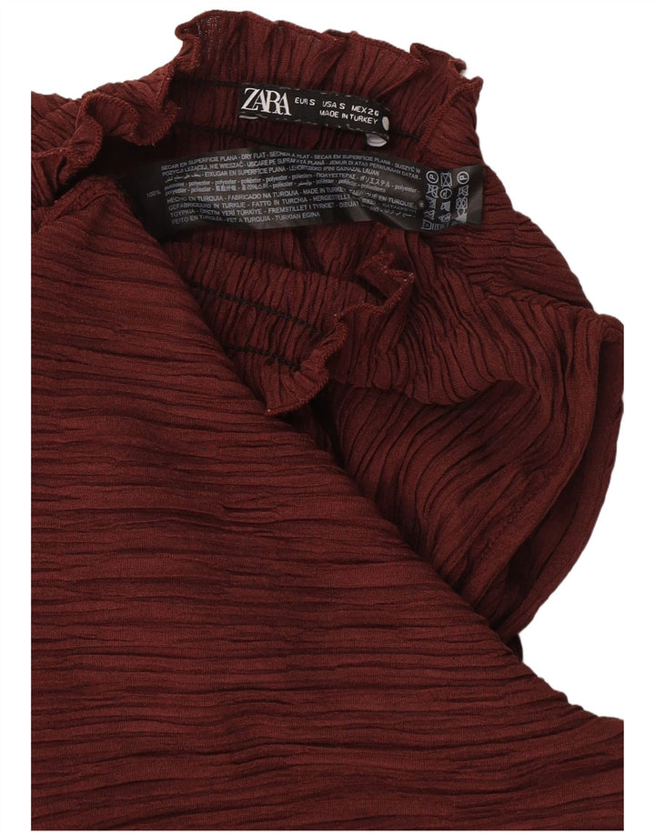 Zara Femme Haut Licou UK 10 Petit Bordeaux Polyester