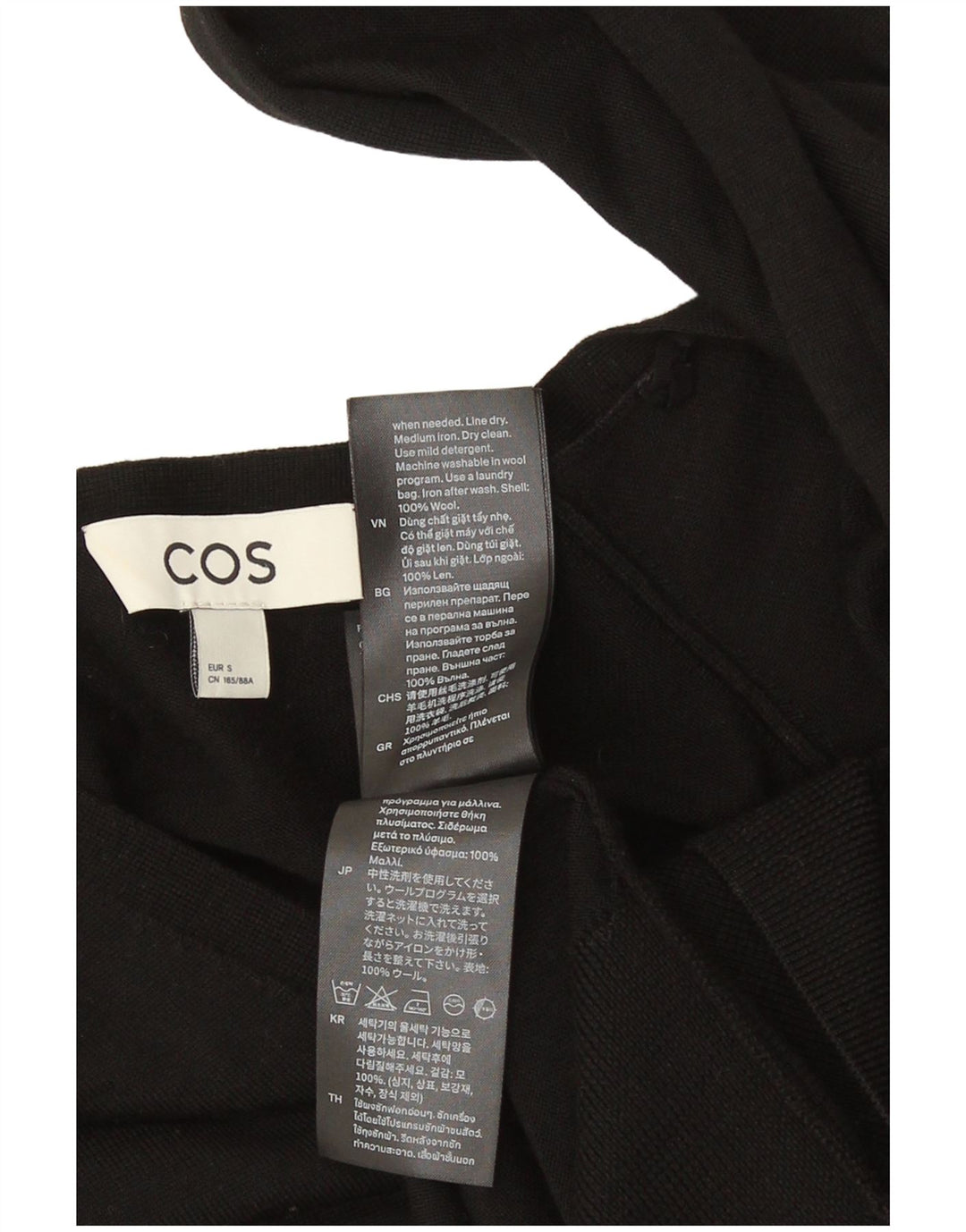Cos Pull surdimensionné à col en V pour femme UK 10 Petite laine noire