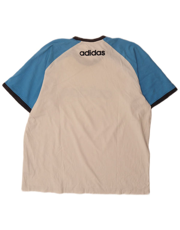 Adidas T-shirt graphique pour homme XL en coton color block blanc