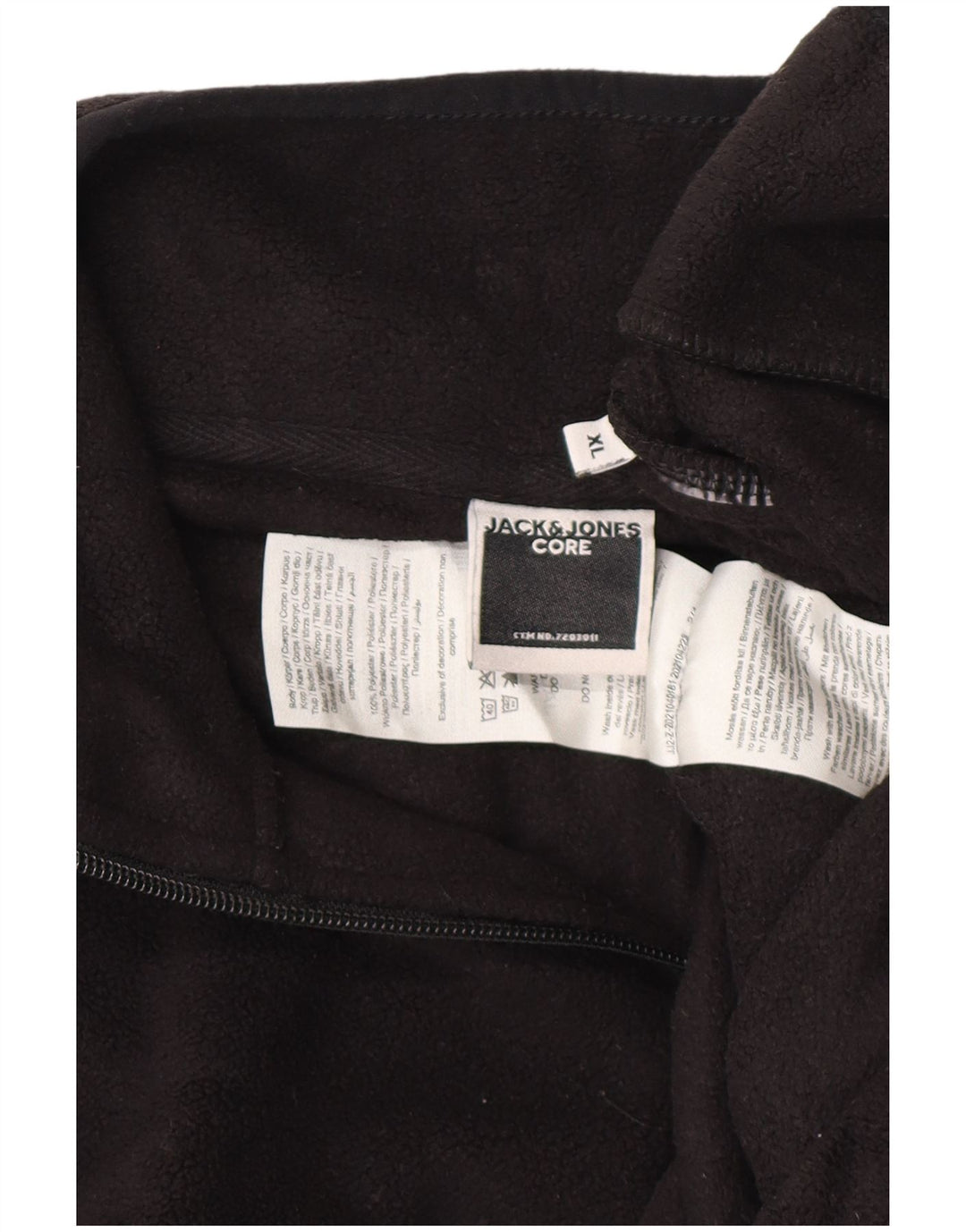 JACK & JONES Pull Polaire Col Zippé Homme XL Noir Polyester