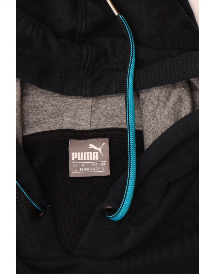 PUMA Pull à capuche graphique pour homme en coton color block Noir Taille L