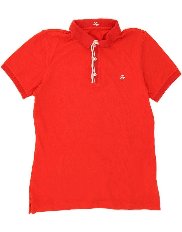 FAY Womens Polo Shirt UK 14 Large Red Cotton Vintage Fay and Second-Hand Fay from Messina Hembry 