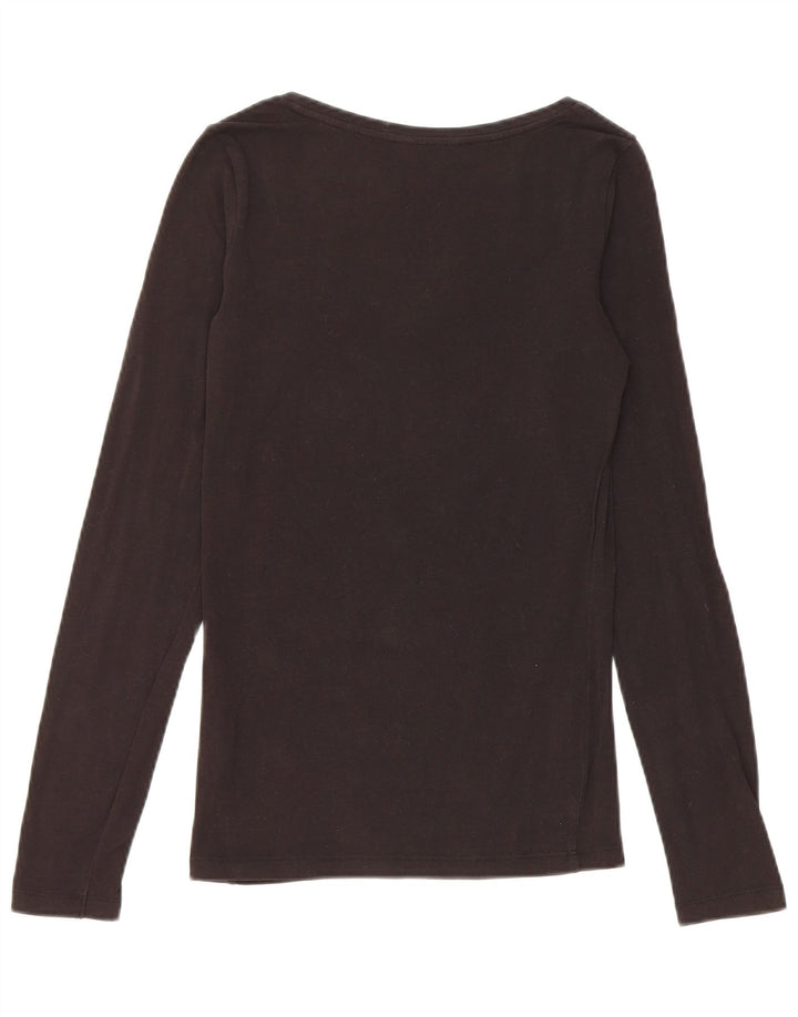 Guess Haut graphique à manches longues pour femme UK 8 Small Noir Coton