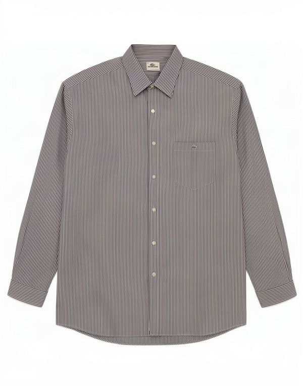 Lacoste Chemise Homme Taille 44 XL Bleu Pinstripe Coton