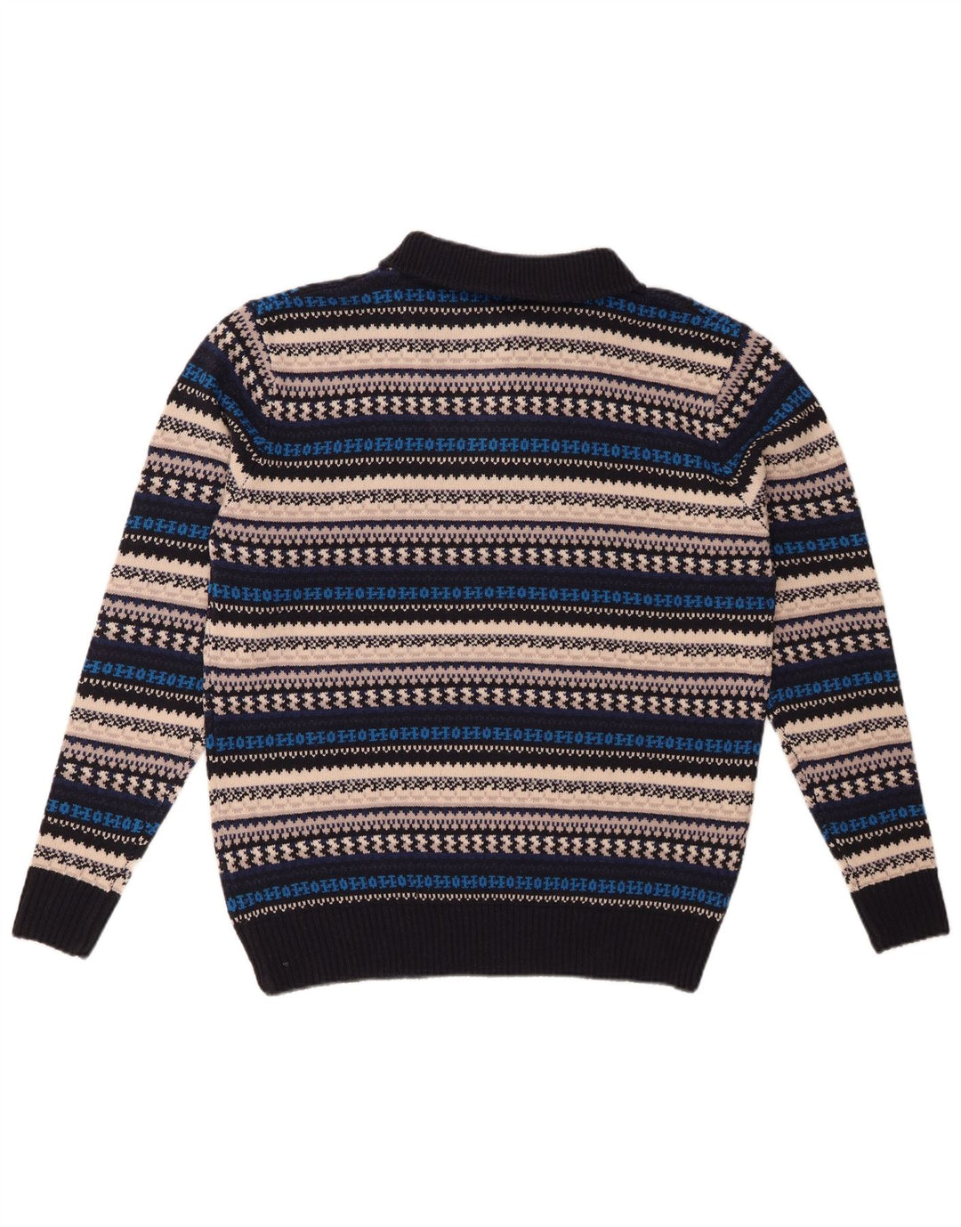 VINTAGE Pull col zippé pour homme en acrylique rayé multicolore moyen