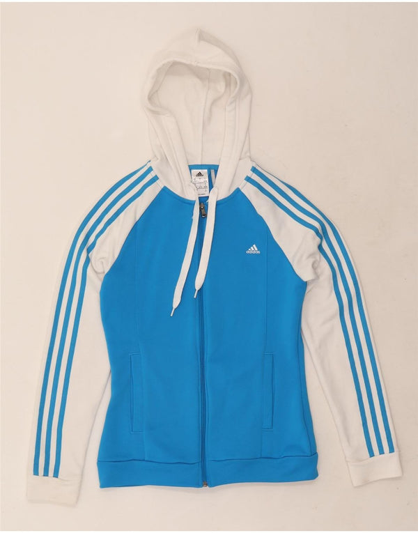Adidas Climalite Zip Sweat à capuche pour femme UK 8/10 Petit Bleu Polyester