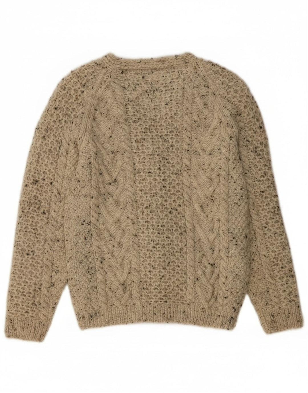 vintage Womens Cardigan Sweater UK 12 Laine mouchetée gris moyen