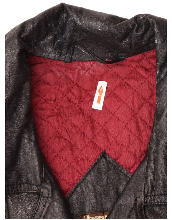 veste de motard en cuir vintage pour hommes IT 52 XL Noir